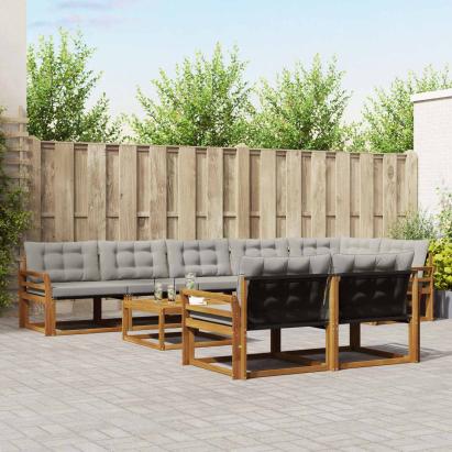 Set de canapele de exterior 9 pcs Gri natural și deschis GartenMobel Dekor