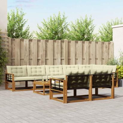 Set de canapele de exterior cu pernă 9 pcs Natural și Crem GartenMobel Dekor