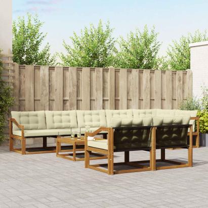 Set de canapele de exterior cu pernă 9 pcs Natural și Crem GartenMobel Dekor