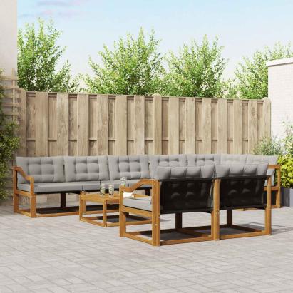 Set de canapele de exterior 9 pcs Gri natural și deschis GartenMobel Dekor
