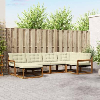 Set de canapele de exterior cu pernă 18 pcs Natural și Crem GartenMobel Dekor