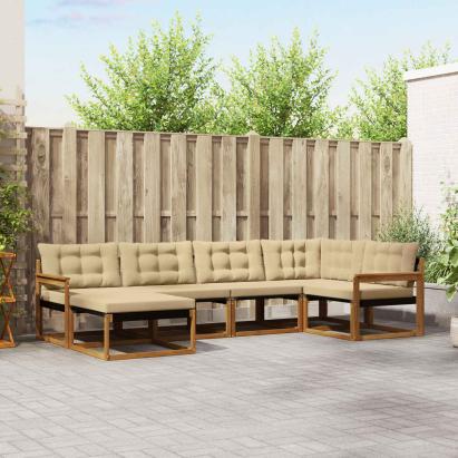 Set de canapele de exterior cu pernă 18 pcs Natural și Bej GartenMobel Dekor