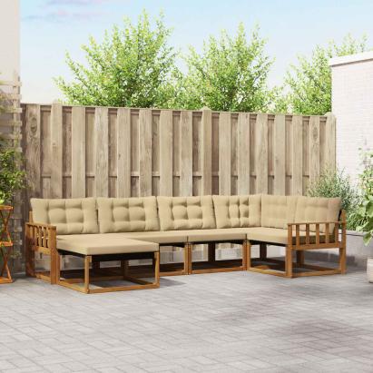 Set de canapele de exterior cu pernă 18 pcs Natural și Bej GartenMobel Dekor