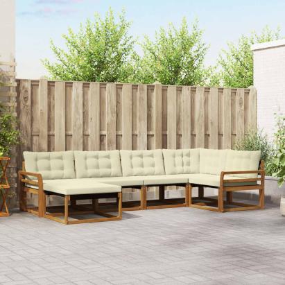 Set de canapele de exterior cu pernă 18 pcs Natural și Crem GartenMobel Dekor