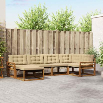 Set de canapele de exterior cu pernă 18 pcs Natural și Bej GartenMobel Dekor