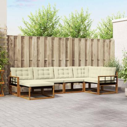 Set de canapele de exterior cu pernă 18 pcs Natural și Crem GartenMobel Dekor