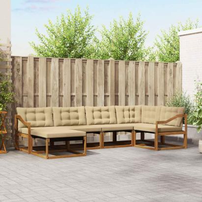 Set de canapele de exterior cu pernă 18 pcs Natural și Bej GartenMobel Dekor