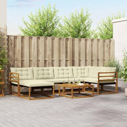 Set de canapele de exterior cu pernă 19 pcs Natural și Crem GartenMobel Dekor