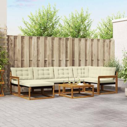 Set de canapele de exterior cu pernă 19 pcs Natural și Crem GartenMobel Dekor