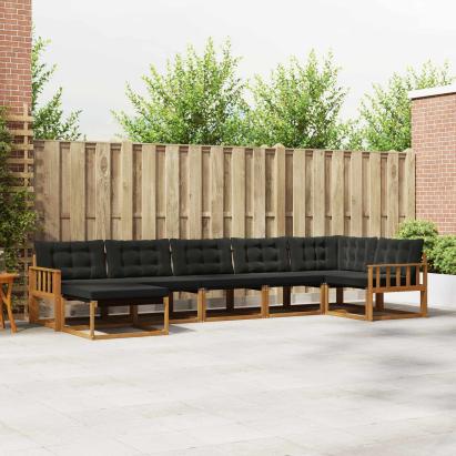 Set de canapele de exterior cu pernă 21 pcs Natural și Negru GartenMobel Dekor