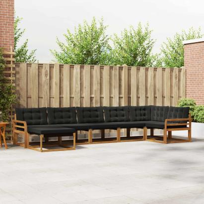 Set de canapele de exterior cu pernă 21 pcs Natural și Negru GartenMobel Dekor