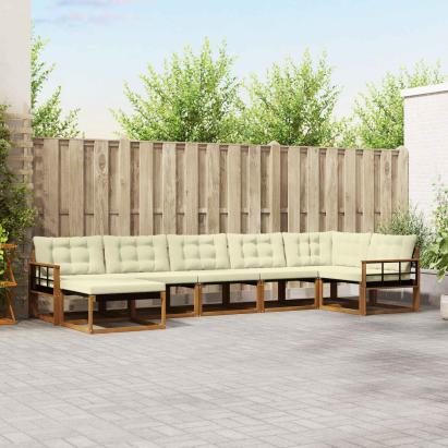 Set de canapele de exterior cu pernă 21 pcs Natural și Crem GartenMobel Dekor