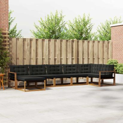 Set de canapele de exterior cu pernă 21 pcs Natural și Negru GartenMobel Dekor