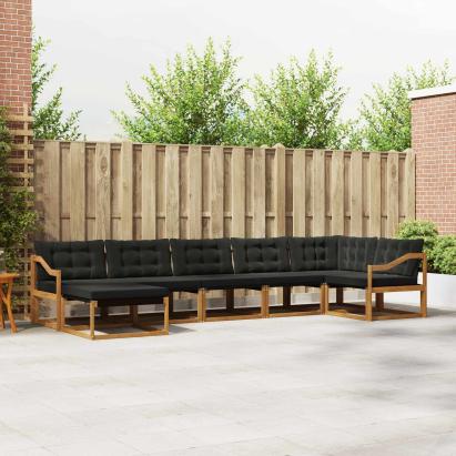 Set de canapele de exterior cu pernă 21 pcs Natural și Negru GartenMobel Dekor