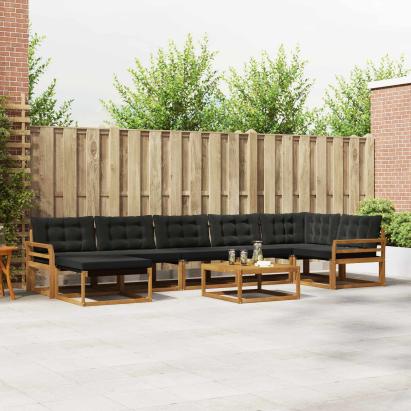 Set de canapele de exterior cu pernă 22 pcs Natural și Negru GartenMobel Dekor