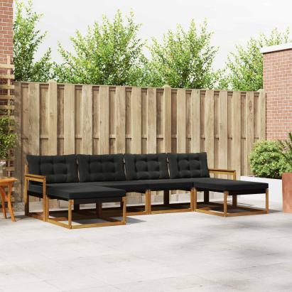 Set de canapele de exterior cu pernă 6 pcs Natural și Negru GartenMobel Dekor