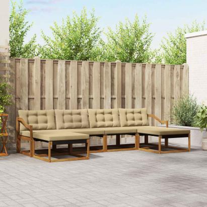 Set de canapele de exterior cu pernă 6 pcs Natural și Bej GartenMobel Dekor