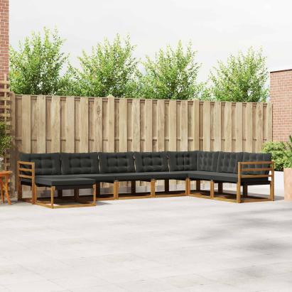 Set de canapele de exterior cu pernă 24 pcs Natural și Negru GartenMobel Dekor