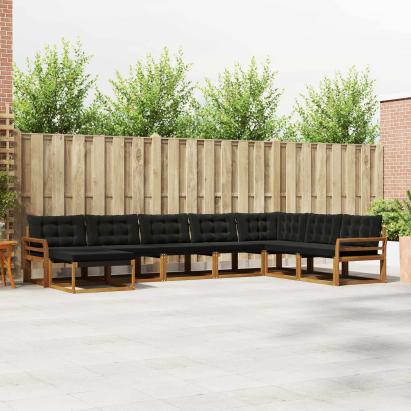 Set de canapele de exterior cu pernă 24 pcs Natural și Negru GartenMobel Dekor