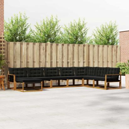 Set de canapele de exterior cu pernă 24 pcs Natural și Negru GartenMobel Dekor