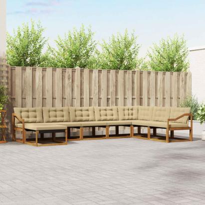 Set de canapele de exterior cu pernă 24 pcs Natural și Bej GartenMobel Dekor