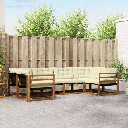 Set de canapele de exterior cu pernă 6 pcs Natural și Crem GartenMobel Dekor