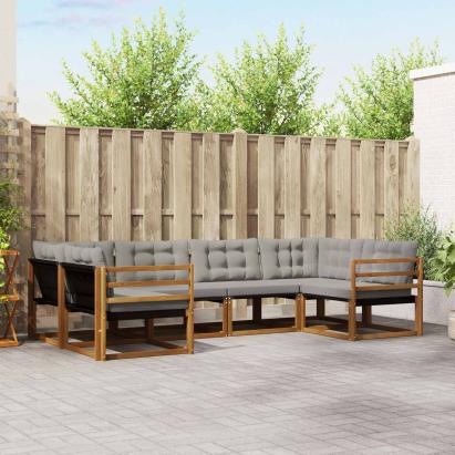 Set de canapele de exterior 6 pcs Gri natural și deschis GartenMobel Dekor