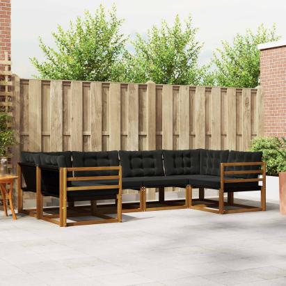 Set de canapele de exterior cu pernă 6 pcs Natural și Negru GartenMobel Dekor