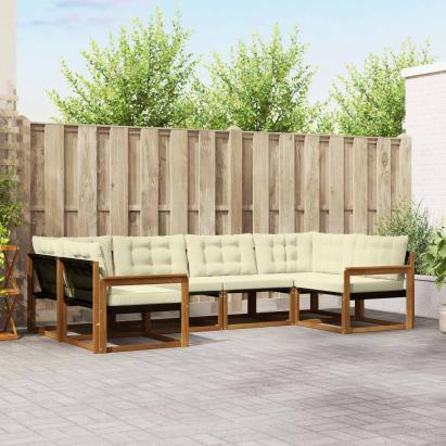 Set de canapele de exterior cu pernă 6 pcs Natural și Crem GartenMobel Dekor