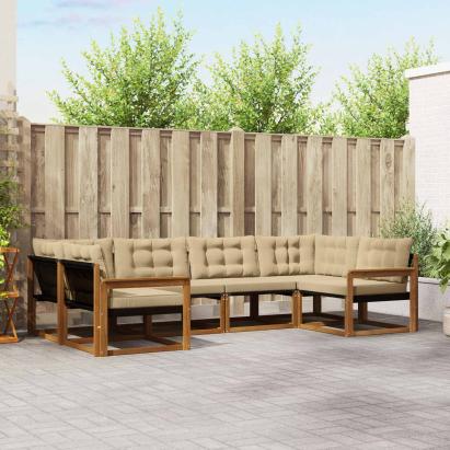 Set de canapele de exterior cu pernă 6 pcs Natural și Bej GartenMobel Dekor