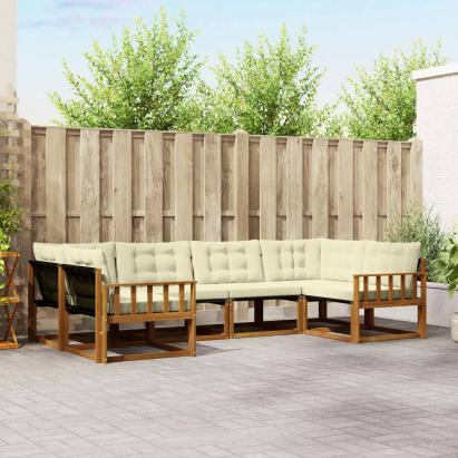 Set de canapele de exterior cu pernă 6 pcs Natural și Crem GartenMobel Dekor