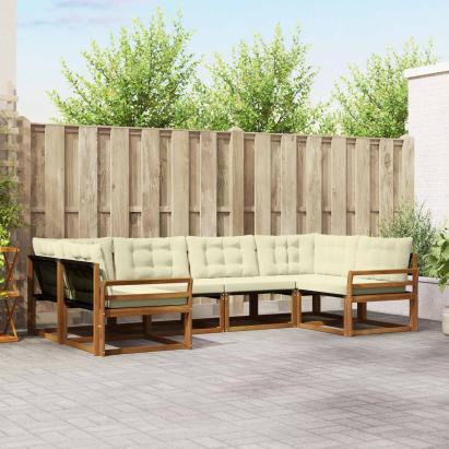 Set de canapele de exterior cu pernă 6 pcs Natural și Crem GartenMobel Dekor