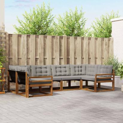 Set de canapele de exterior 6 pcs Gri natural și deschis GartenMobel Dekor