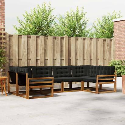 Set de canapele de exterior cu pernă 6 pcs Natural și Negru GartenMobel Dekor