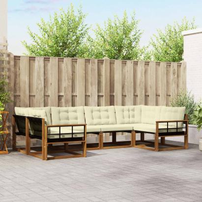 Set de canapele de exterior cu pernă 6 pcs Natural și Crem GartenMobel Dekor