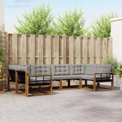 Set de canapele de exterior 6 pcs Gri natural și deschis GartenMobel Dekor