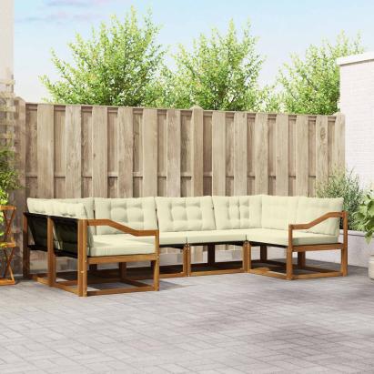 Set de canapele de exterior cu pernă 6 pcs Natural și Crem GartenMobel Dekor