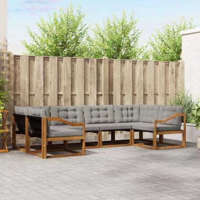 Set de canapele de exterior 6 pcs Gri natural și deschis GartenMobel Dekor