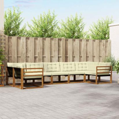 Set de canapele de exterior cu pernă 7 pcs Natural și Crem GartenMobel Dekor