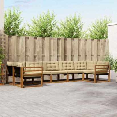 Set de canapele de exterior cu pernă 7 pcs Natural și Bej GartenMobel Dekor