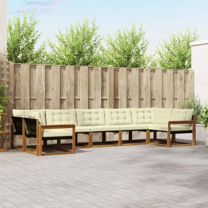 Set de canapele de exterior cu pernă 7 pcs Natural și Crem GartenMobel Dekor