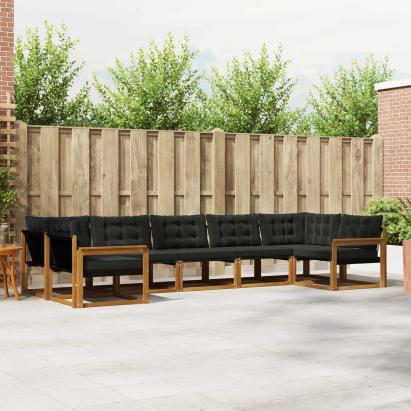 Set de canapele de exterior cu pernă 7 pcs Natural și Negru GartenMobel Dekor