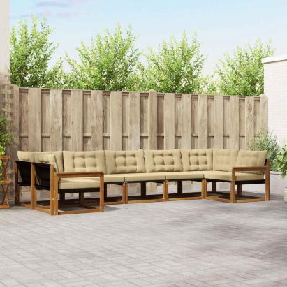 Set de canapele de exterior cu pernă 7 pcs Natural și Bej GartenMobel Dekor