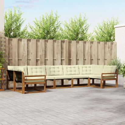 Set de canapele de exterior cu pernă 7 pcs Natural și Crem GartenMobel Dekor