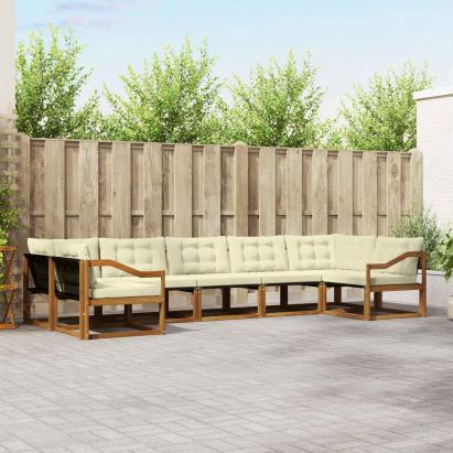 Set de canapele de exterior cu pernă 7 pcs Natural și Crem GartenMobel Dekor