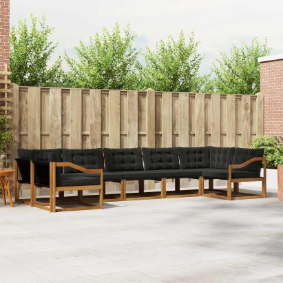 Set de canapele de exterior cu pernă 7 pcs Natural și Negru GartenMobel Dekor