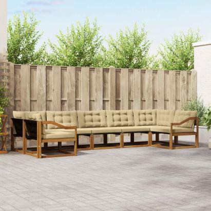 Set de canapele de exterior cu pernă 7 pcs Natural și Bej GartenMobel Dekor
