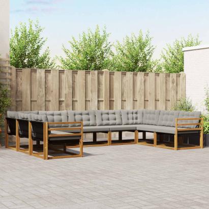 Set de canapele de exterior 9 pcs Gri natural și deschis GartenMobel Dekor