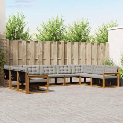 Set de canapele de exterior 9 pcs Gri natural și deschis GartenMobel Dekor