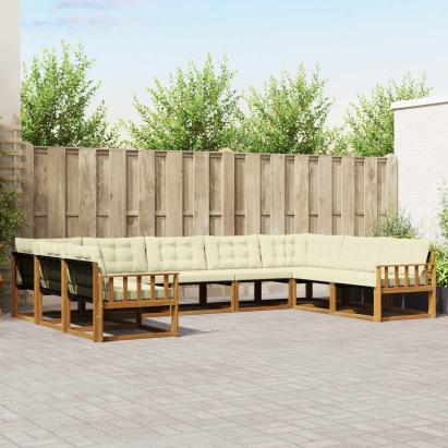 Set de canapele de exterior cu pernă 9 pcs Natural și Crem GartenMobel Dekor